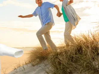 couple running on beach