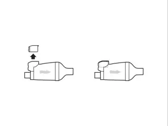 diagram depicting how to remove mdi canister from GSK mdi device