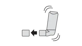 diagram showing removal of cap from inhaler