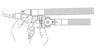 diagram depicting how to position thumb and index finger aerochamber vent holding chamber