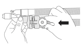 diagram depicting how to latch chamber in collapsed position of aerochamber vent holding chamber