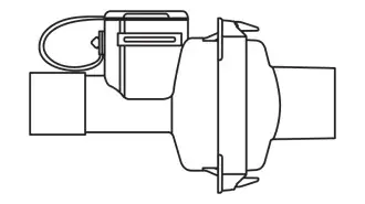 diagram depicting how to ensure aerochamber vent holding chamber device is fully collapsed with latches engaged