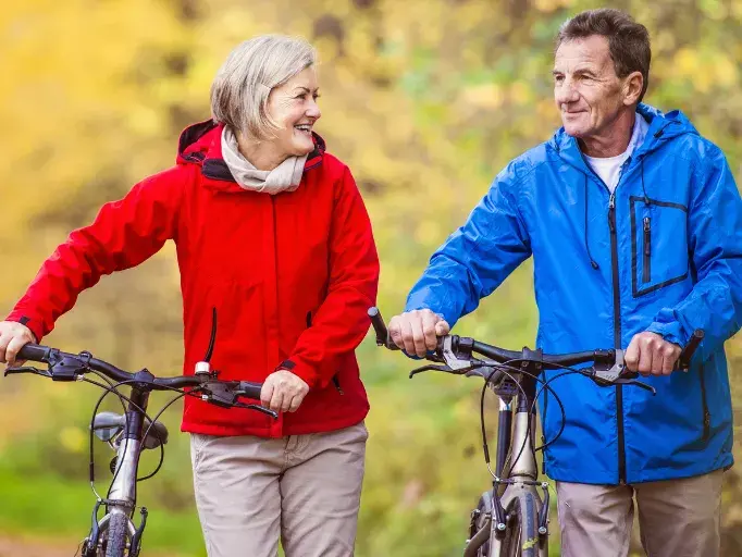 couple biking outside