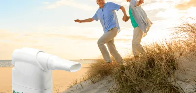 couple running on beach