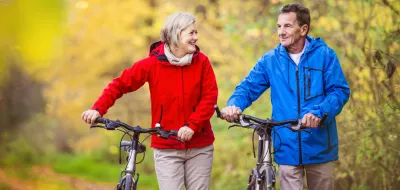 couple biking outside