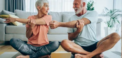 older couple stretching