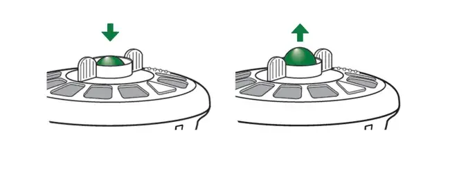 diagram depicting how aeroeclipse II ban nebulizer feedback button functions