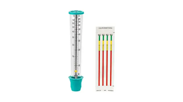 Truzone peak flow meter front view with colour tape