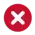 white x on red circular background